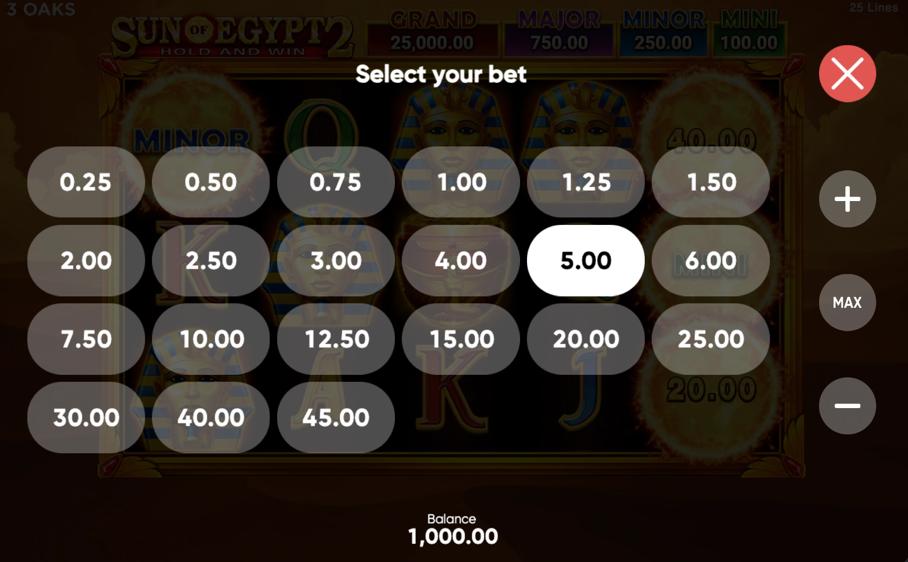 Sun of Egypt 2 Slot Bahis Seti